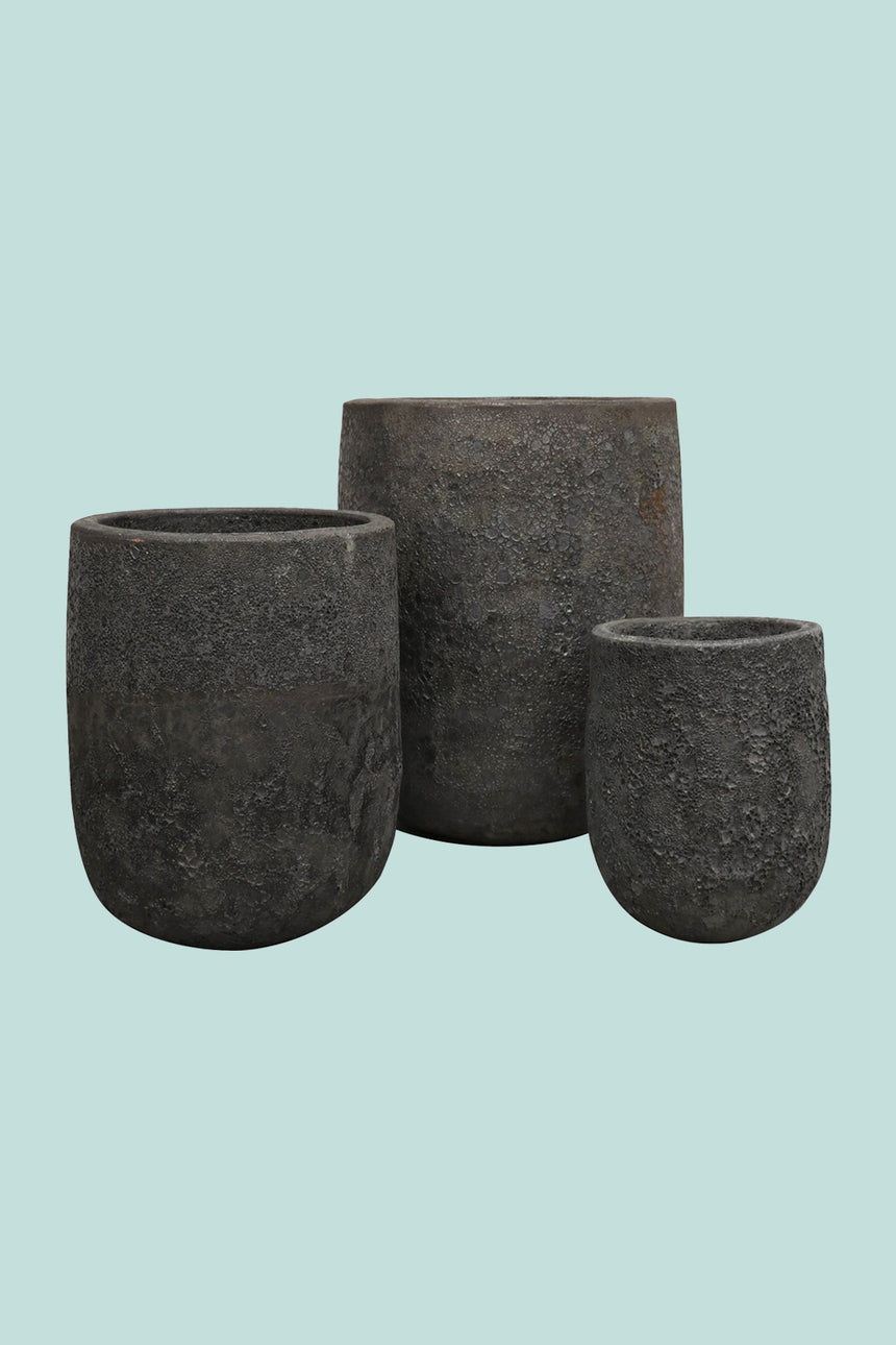 Lava U Pots - 3 sizes - 3 Colours - Heavy Glazed Earthenware Planter Range