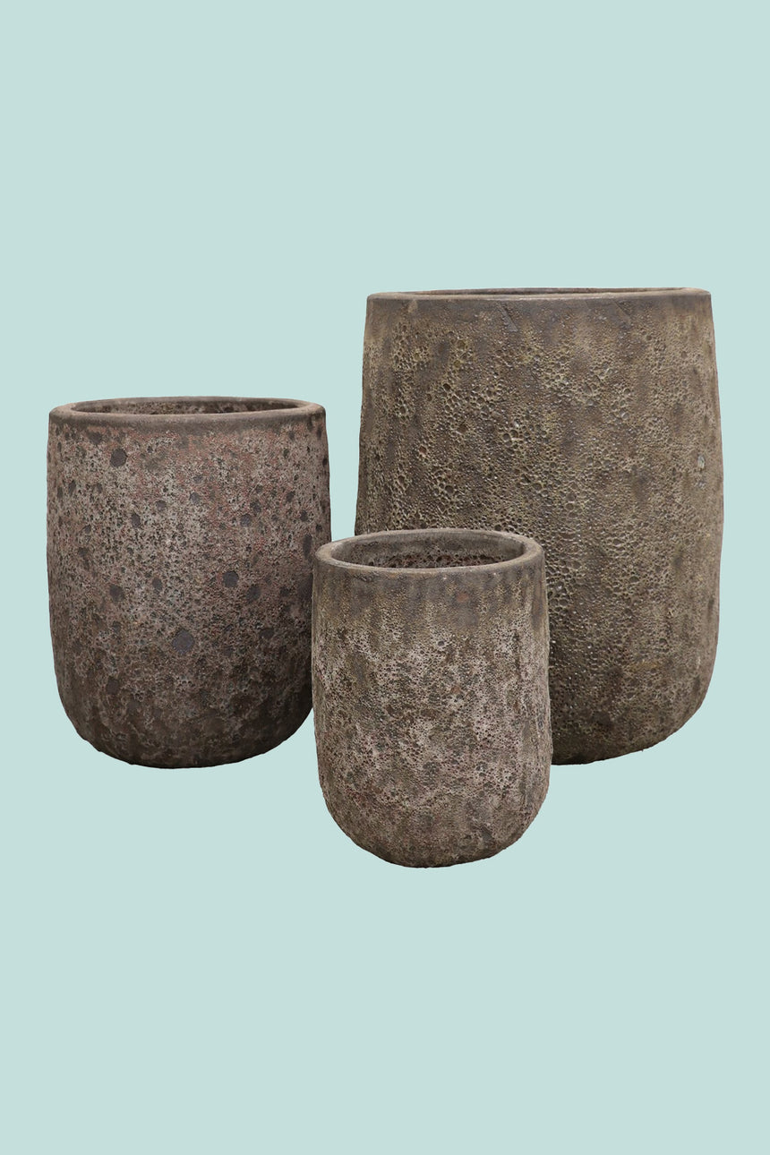 Lava U Pots - 3 sizes - 3 Colours - Heavy Glazed Earthenware Planter Range