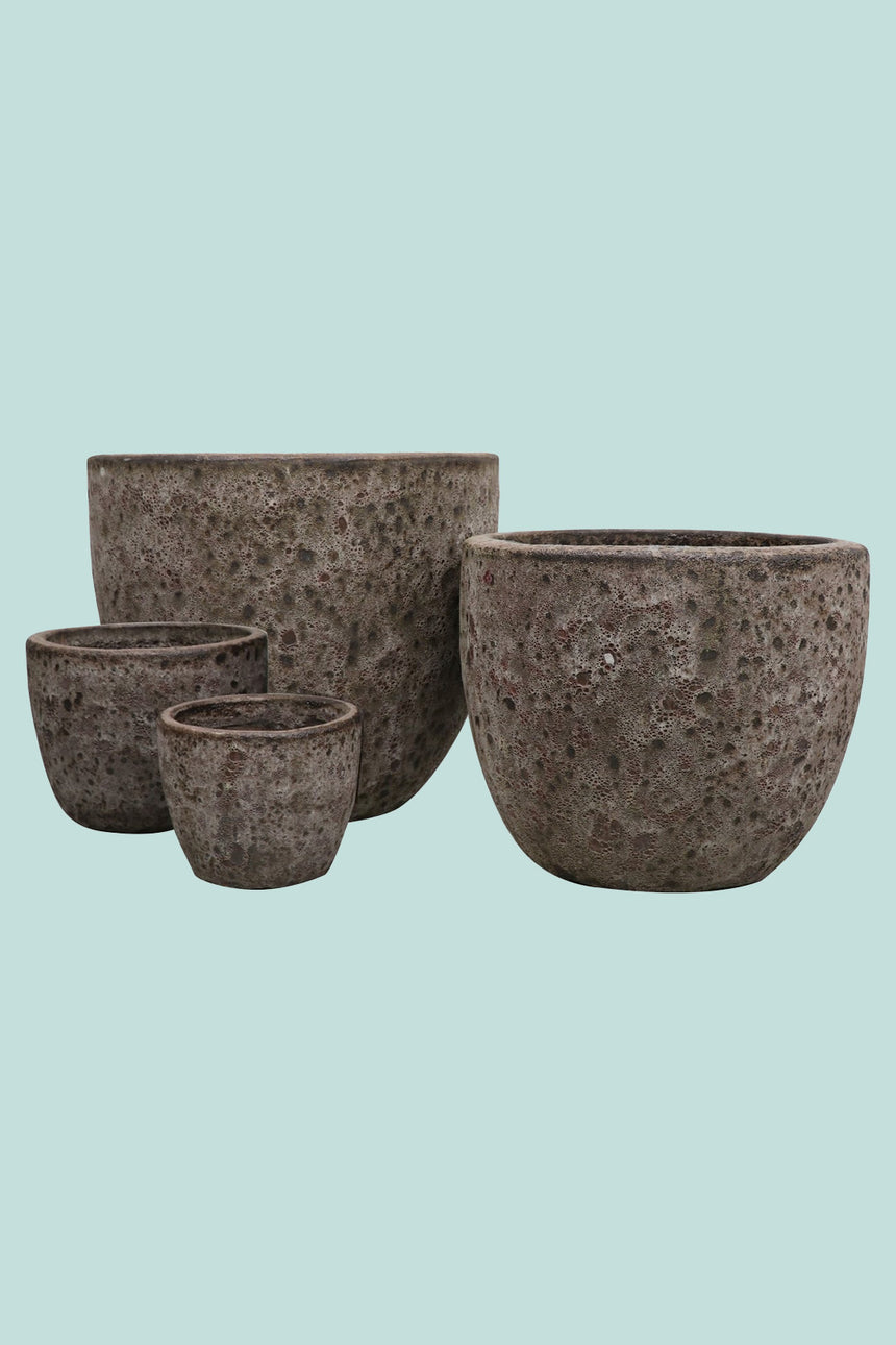 Lava Egg Pots - 4 Sizes - 3 Colours - Heavy Glazed Earthenware Planter Range