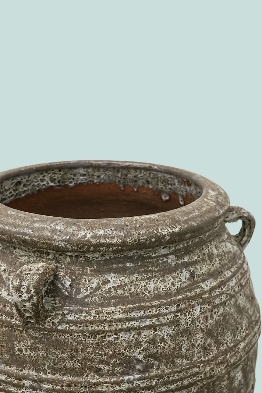 Lava Vase Planter - Heavy Glazed Earthenware Pot