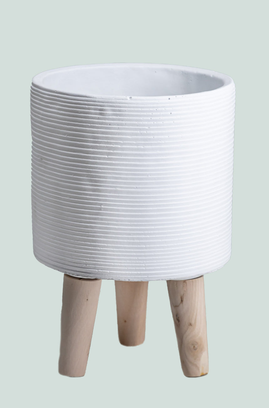 White Lines Tripod Ceramic Pot Range - 2 Styles